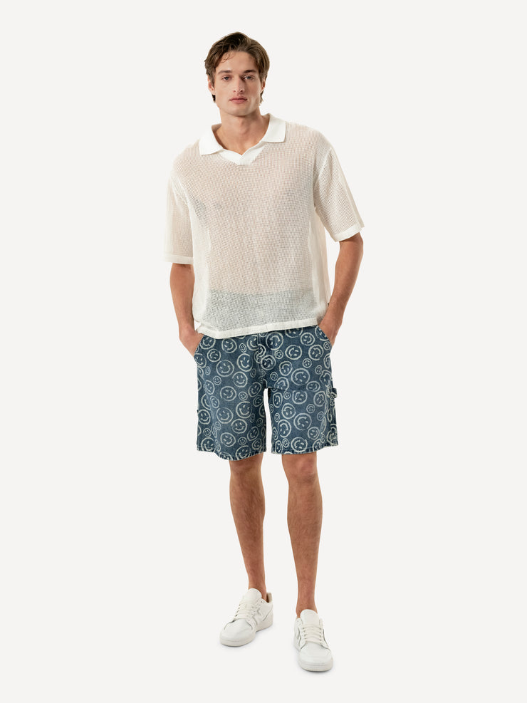 DENIM CARPENTER SHORTS SMILEY AOP