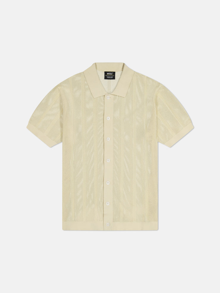 S/S POLO BUTTON FRONT SWEATER PEARL BUTTONS