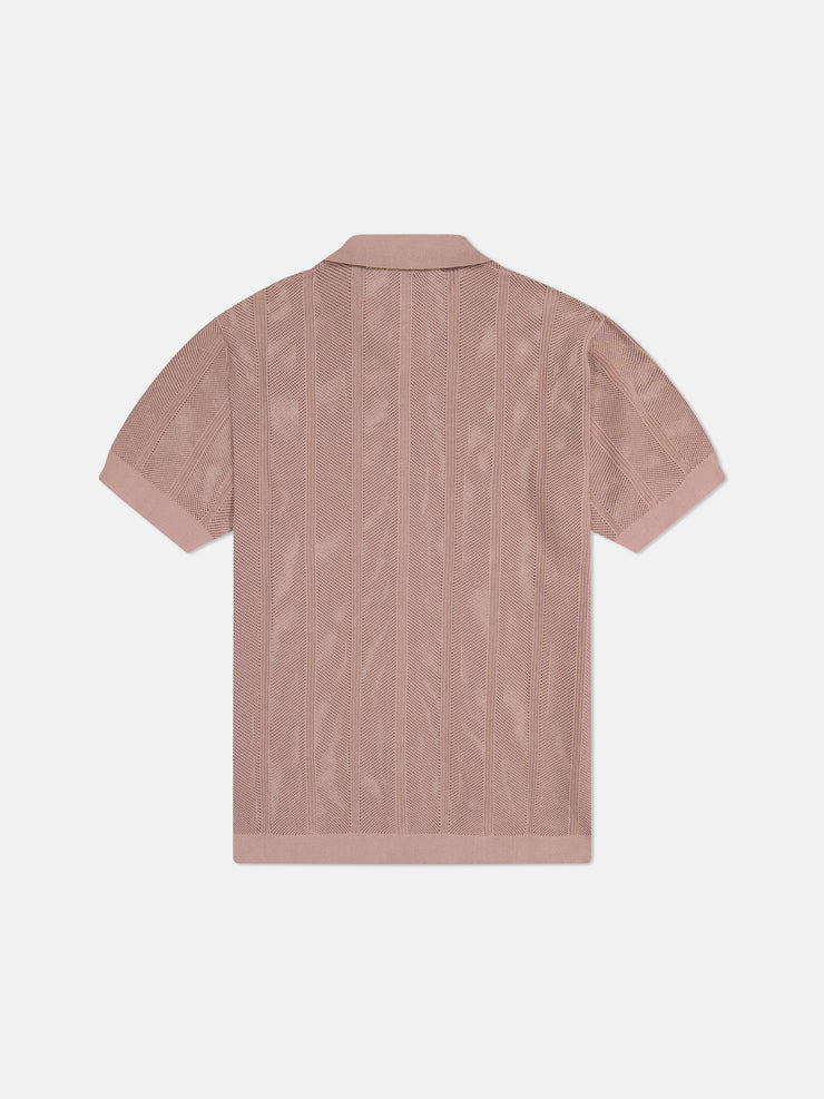 S/S POLO BUTTON FRONT SWEATER PEARL BUTTONS