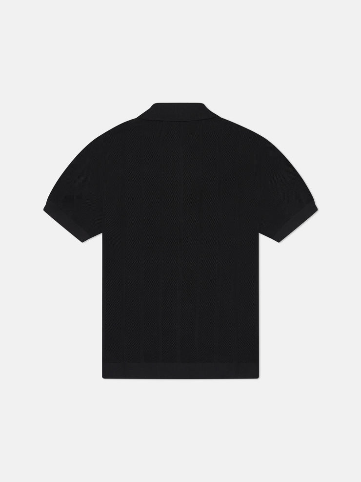S/S POLO BUTTON FRONT SWEATER PEARL BUTTONS