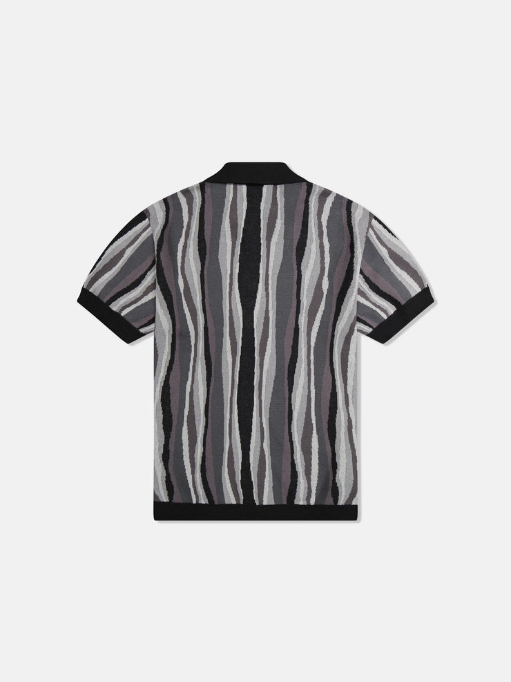 S/S POLO COLLAR CARDIGAN RIPPLED