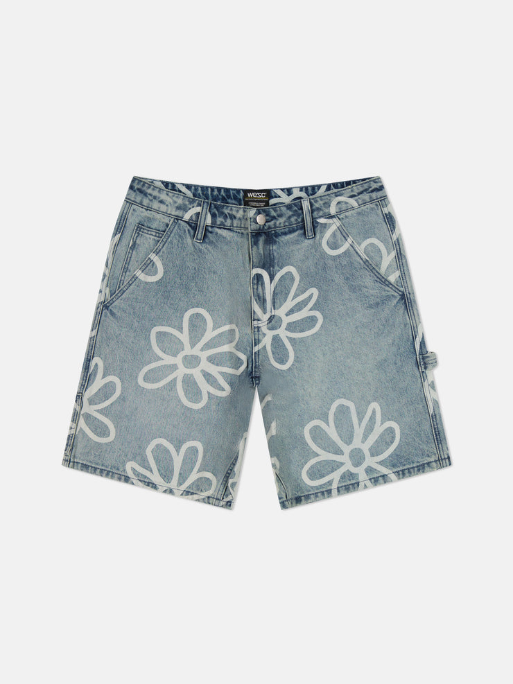 DENIM CARPENTER SHORTS DAISY AOP