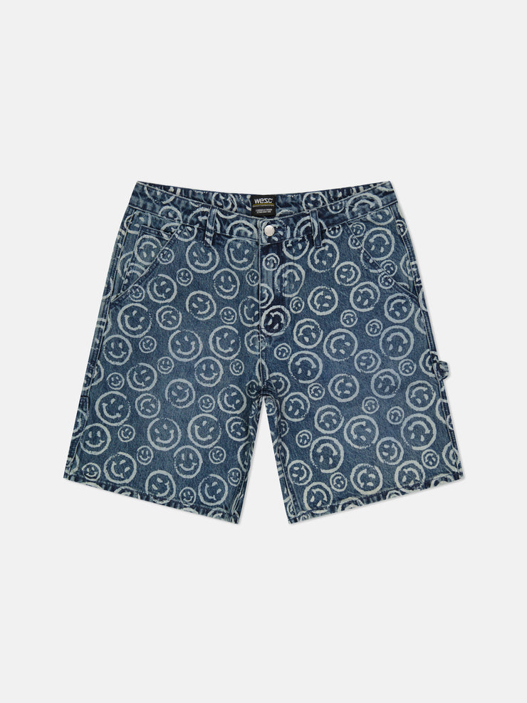 DENIM CARPENTER SHORTS SMILEY AOP