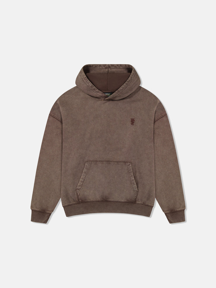 DROPPED SHOULDER HOODIE ENZYME WASHED VERTICAL LOGO