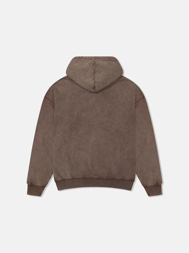 DROPPED SHOULDER HOODIE ENZYME WASHED VERTICAL LOGO