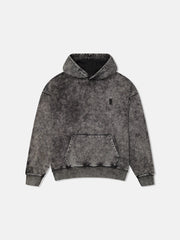 DROPPED SHOULDER HOODIE ENZYME WASHED VERTICAL LOGO