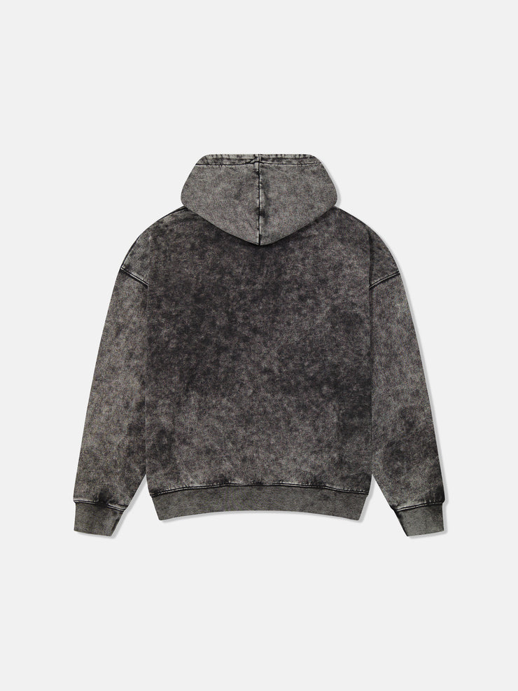 DROPPED SHOULDER HOODIE ENZYME WASHED VERTICAL LOGO