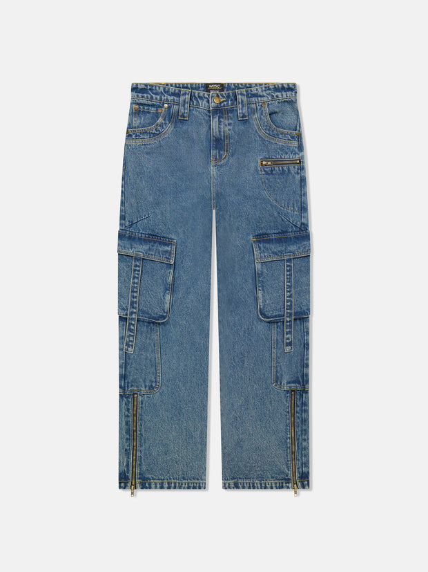 BAGGY DENIM ZIPPER CARGO