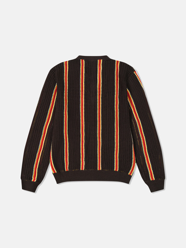BORIK 2 OPEN HOLE KNIT STRIPE CARDIGAN