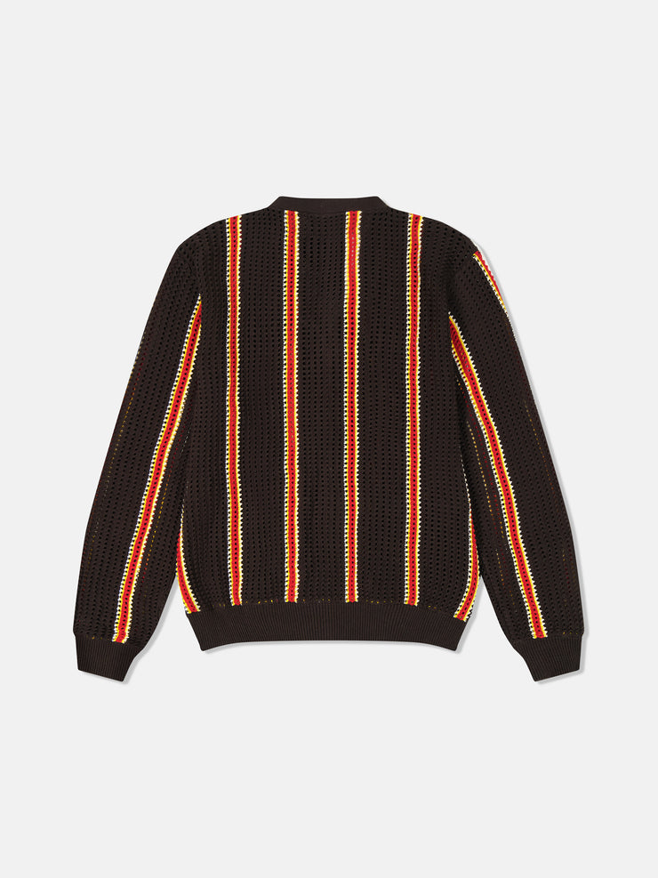 BORIK 2 OPEN HOLE KNIT STRIPE CARDIGAN