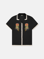 CAMPER S/S SHIRT W TIP SCORPION ROSE APPLIQUE