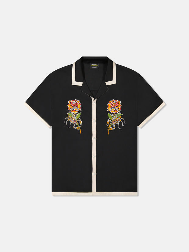 CAMPER S/S SHIRT W TIP SCORPION ROSE APPLIQUE