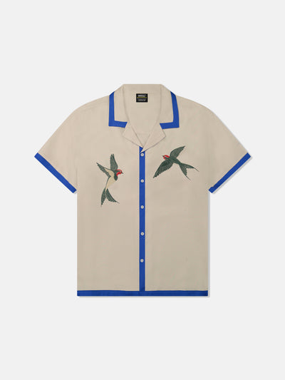 CAMPER S/S SHIRT W/TIPPING SWALLOW APPLIQUE